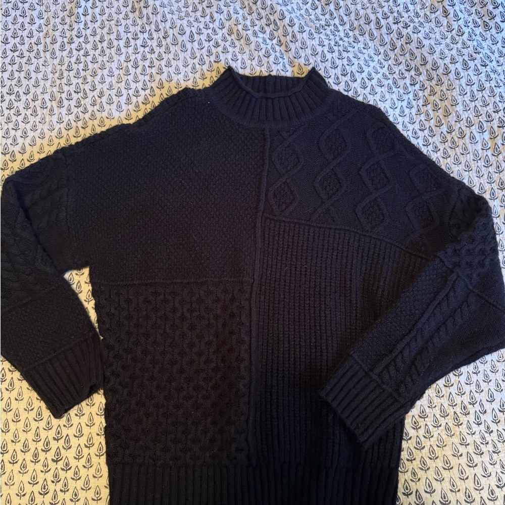 American Eagle Outfitters Textured Black Crewneck Sweater